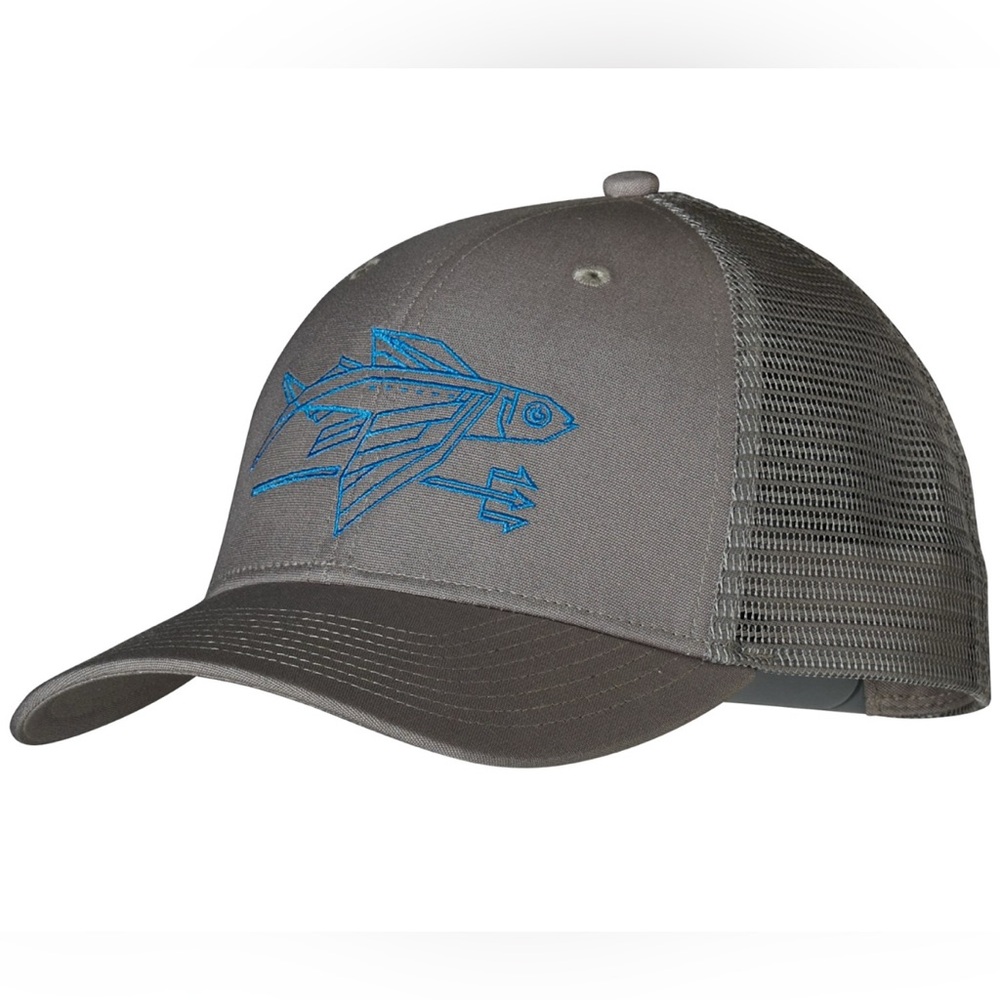 Patagonia Flying Fish Trucker Hat grey with blue embroidered logo